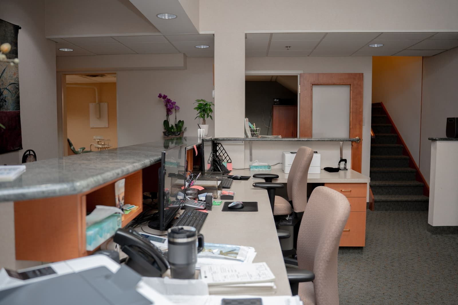 Front desk and reception area